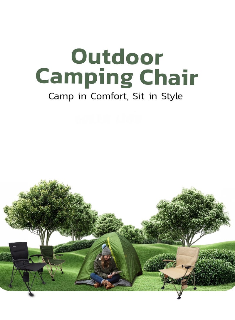 جرين ليون كرسي تخييم محمول، كرسي قابل للطي متعدد الاستخدامات مع حقيبة حمل وجيب لحمل الزجاجة، كرسي قابل للطي للصيد، الشاطئ والسفر، إطار فولاذي متين، قماش أكسفورد، خفيف الوزن، سهل الحمل للأنشطة الخارجية، النزهات، والمشي. - Image 5